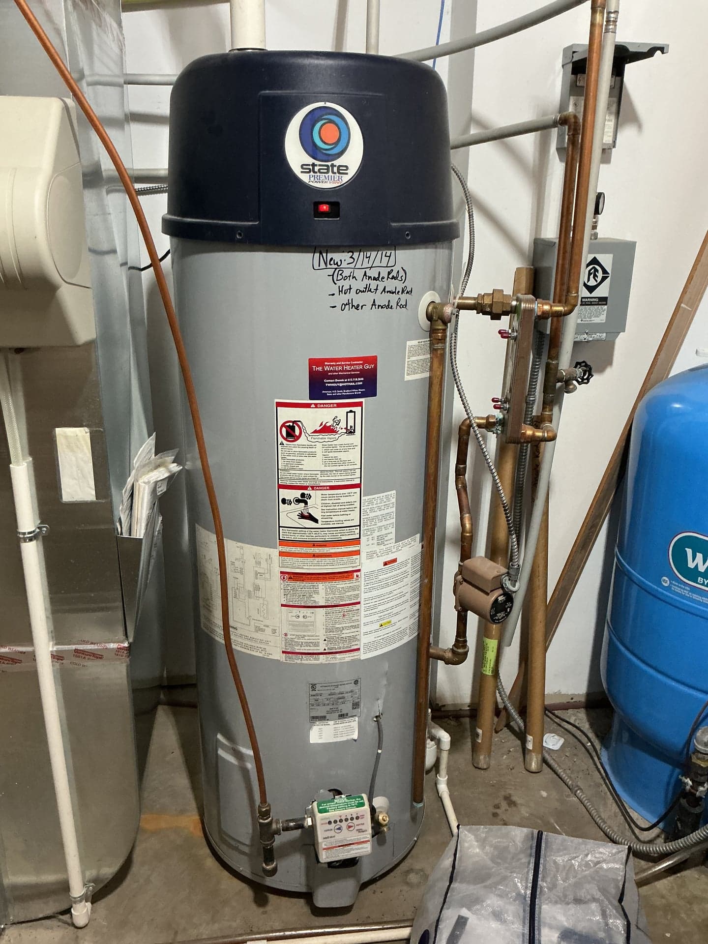 State Premier Power Vent Gas Water Heater, ~50 Gal, 2014, Working