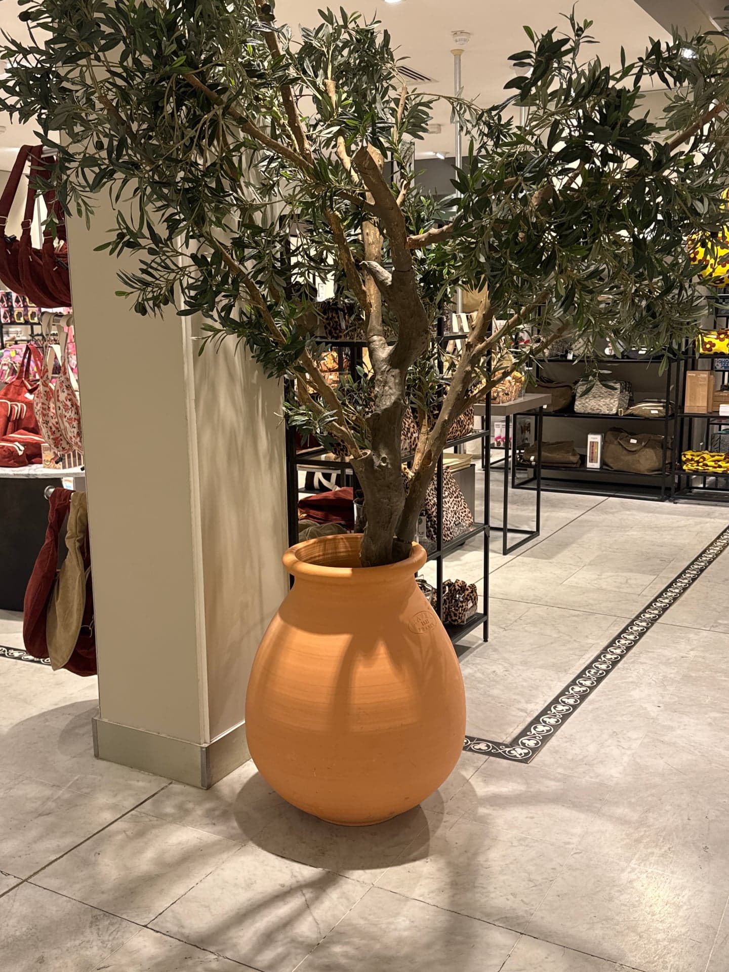 Ravel France Terracotta Jarre with 7 ft Faux Olive Tree, Provençal Display