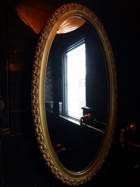 33" Oval Mirror in Gold Framed Medicine Cabinet